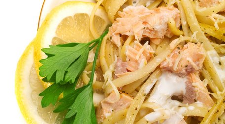 Lachs mit Fettuccine